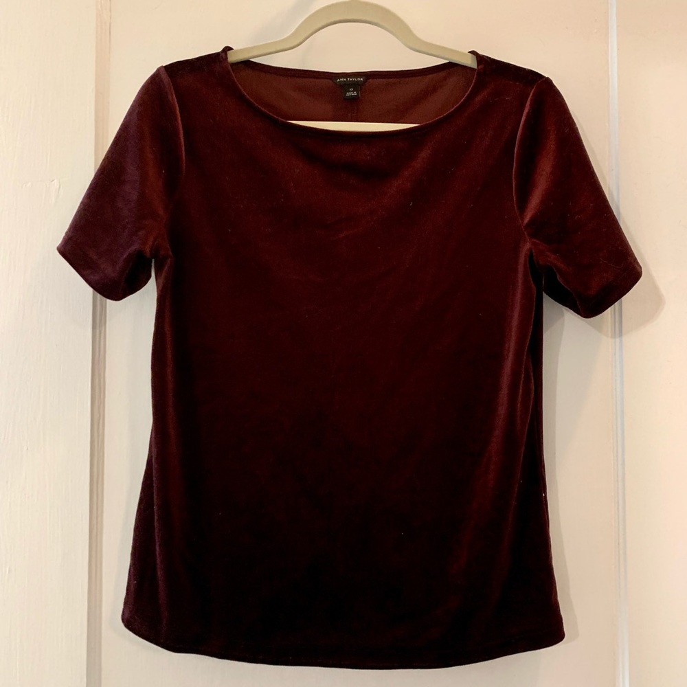 Ann Taylor velvet top, maroon, size XS